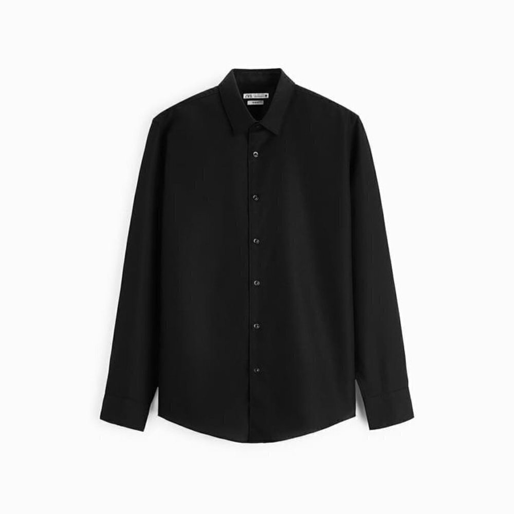 ZARA EASY CARE TEXTURED SHIRT BLACK SIZE L  | 7545/190/800